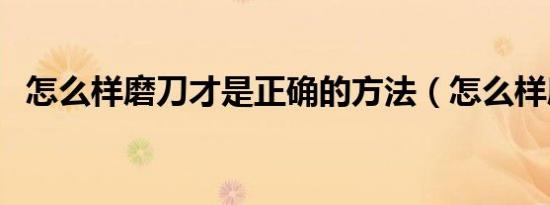 怎么样磨刀才是正确的方法（怎么样磨刀）