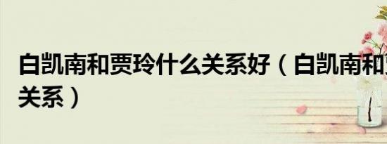 白凯南和贾玲什么关系好（白凯南和贾玲什么关系）