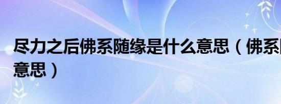 尽力之后佛系随缘是什么意思（佛系随缘什么意思）
