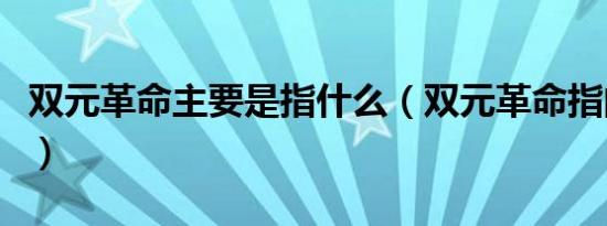 双元革命主要是指什么（双元革命指的是什么）