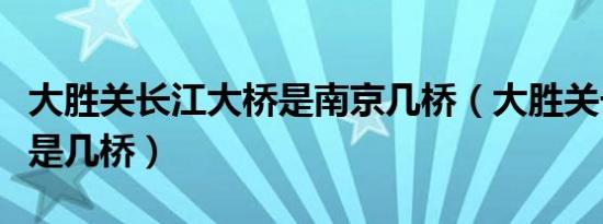 大胜关长江大桥是南京几桥（大胜关长江大桥是几桥）