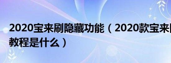 2020宝来刷隐藏功能（2020款宝来隐藏功能教程是什么）