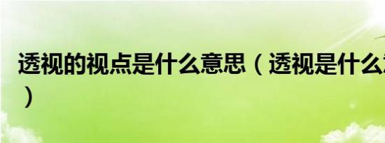 透视的视点是什么意思（透视是什么意思摄影）