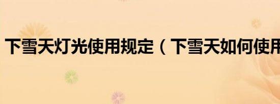 下雪天灯光使用规定（下雪天如何使用灯光）