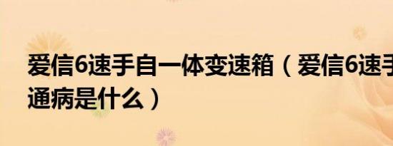 爱信6速手自一体变速箱（爱信6速手自一体通病是什么）