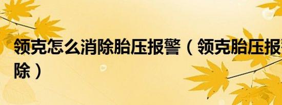 领克怎么消除胎压报警（领克胎压报警怎么消除）