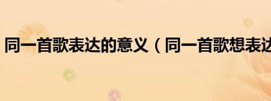 同一首歌表达的意义（同一首歌想表达什么）