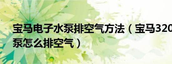 宝马电子水泵排空气方法（宝马320i机械水泵怎么排空气）