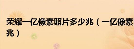 荣耀一亿像素照片多少兆（一亿像素照片多少兆）