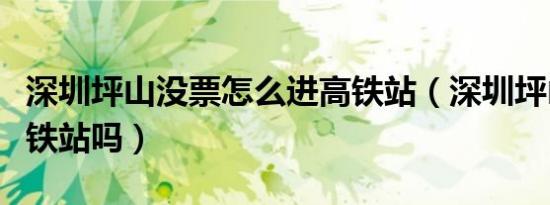 深圳坪山没票怎么进高铁站（深圳坪山站是高铁站吗）
