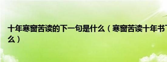 十年寒窗苦读的下一句是什么（寒窗苦读十年书下一句是什么）