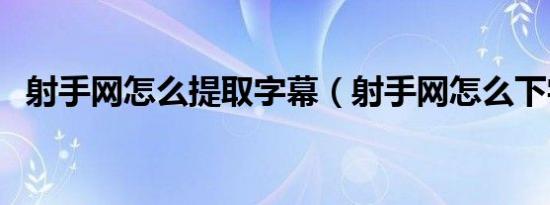 射手网怎么提取字幕（射手网怎么下字幕）