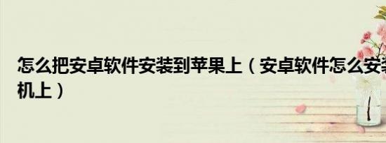怎么把安卓软件安装到苹果上（安卓软件怎么安装到苹果手机上）