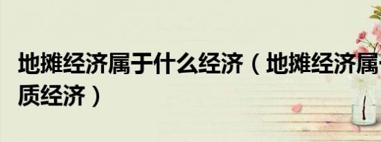 地摊经济属于什么经济（地摊经济属于什么性质经济）
