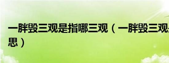 一胖毁三观是指哪三观（一胖毁三观是什么意思）