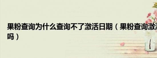 果粉查询为什么查询不了激活日期（果粉查询激活时间准确吗）