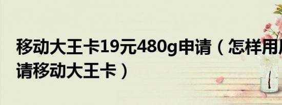 移动大王卡19元480g申请（怎样用原号码申请移动大王卡）
