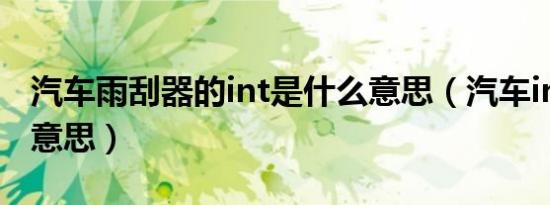汽车雨刮器的int是什么意思（汽车int是什么意思）