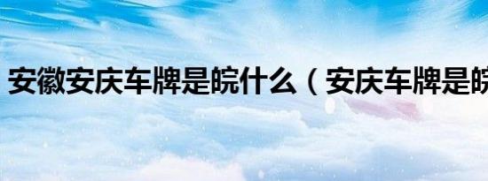 安徽安庆车牌是皖什么（安庆车牌是皖什么）