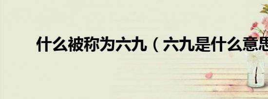 什么被称为六九（六九是什么意思）