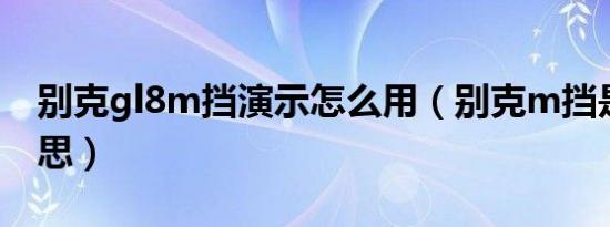 别克gl8m挡演示怎么用（别克m挡是什么意思）