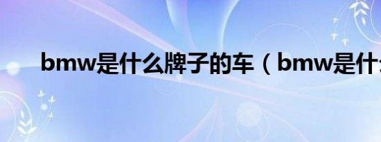 bmw是什么牌子的车（bmw是什么）