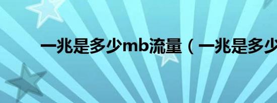 一兆是多少mb流量（一兆是多少）