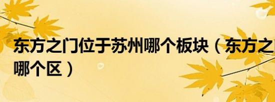 东方之门位于苏州哪个板块（东方之门在苏州哪个区）