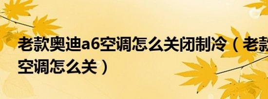 老款奥迪a6空调怎么关闭制冷（老款奥迪a6空调怎么关）
