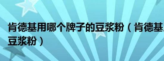 肯德基用哪个牌子的豆浆粉（肯德基用的什么豆浆粉）