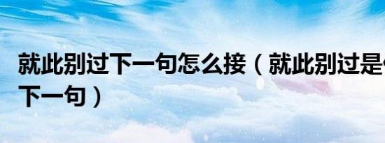 就此别过下一句怎么接（就此别过是什么意思下一句）