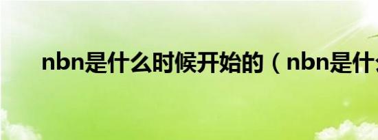 nbn是什么时候开始的（nbn是什么）