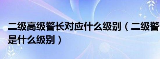 二级高级警长对应什么级别（二级警长对应的是什么级别）