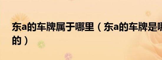 东a的车牌属于哪里（东a的车牌是哪个城市的）