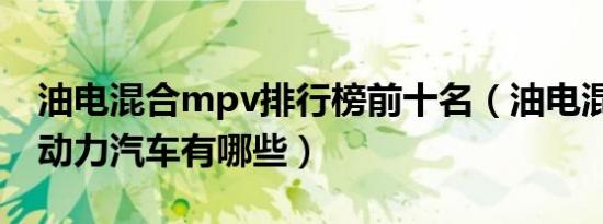 油电混合mpv排行榜前十名（油电混合mpv动力汽车有哪些）