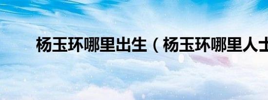 杨玉环哪里出生（杨玉环哪里人士）