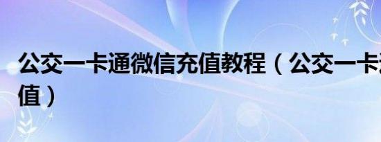 公交一卡通微信充值教程（公交一卡通怎么充值）