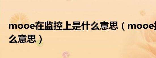 mooe在监控上是什么意思（mooe按钮是什么意思）