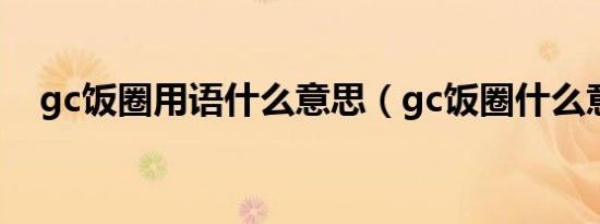 gc饭圈用语什么意思（gc饭圈什么意思）