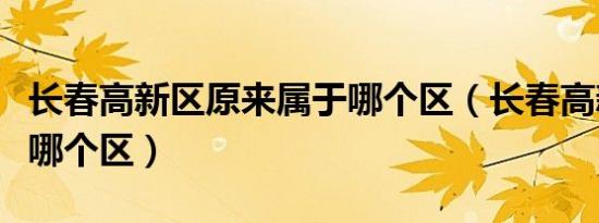 长春高新区原来属于哪个区（长春高新区属于哪个区）