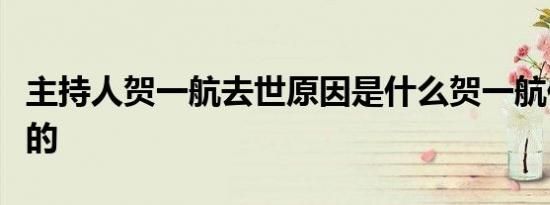 主持人贺一航去世原因是什么贺一航何时去世的