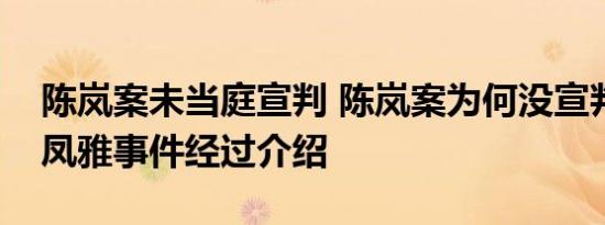 陈岚案未当庭宣判 陈岚案为何没宣判女童王凤雅事件经过介绍