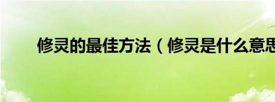 修灵的最佳方法（修灵是什么意思）