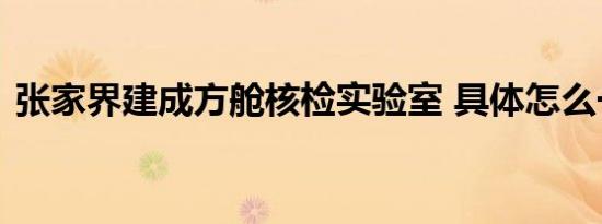 张家界建成方舱核检实验室 具体怎么一回事