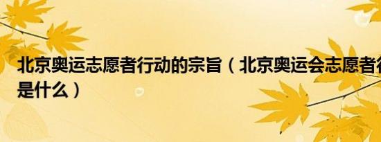 北京奥运志愿者行动的宗旨（北京奥运会志愿者行动的宗旨是什么）