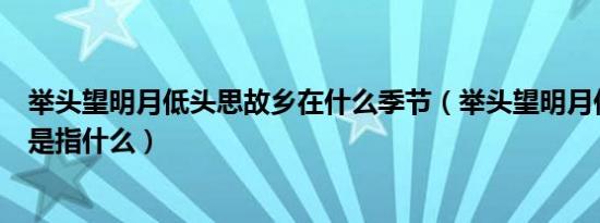 举头望明月低头思故乡在什么季节（举头望明月低头思故乡是指什么）