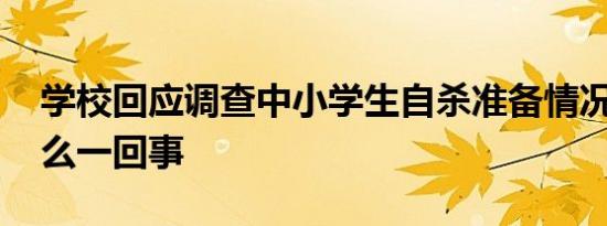 学校回应调查中小学生自杀准备情况 到底怎么一回事