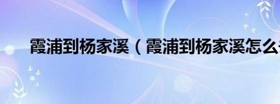 霞浦到杨家溪（霞浦到杨家溪怎么去）