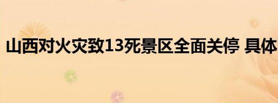 山西对火灾致13死景区全面关停 具体啥情况