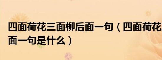 四面荷花三面柳后面一句（四面荷花三面柳后面一句是什么）